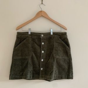 OLIVE GREEN CORDUROY SKIRT